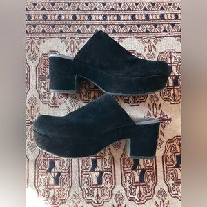 Chocolat Blu women’s black suede Ginette platform clogs size 10 leather